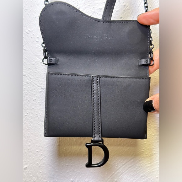 Dior Ultra Matte Calfskin Nano Saddle Chain Pouch - Picture 3 of 11